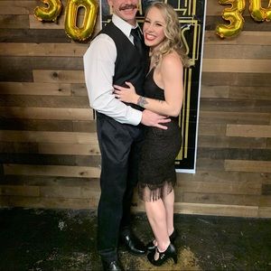 Hourglass black and gold sparkle dress